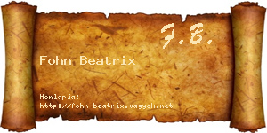 Fohn Beatrix névjegykártya
