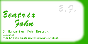 beatrix fohn business card